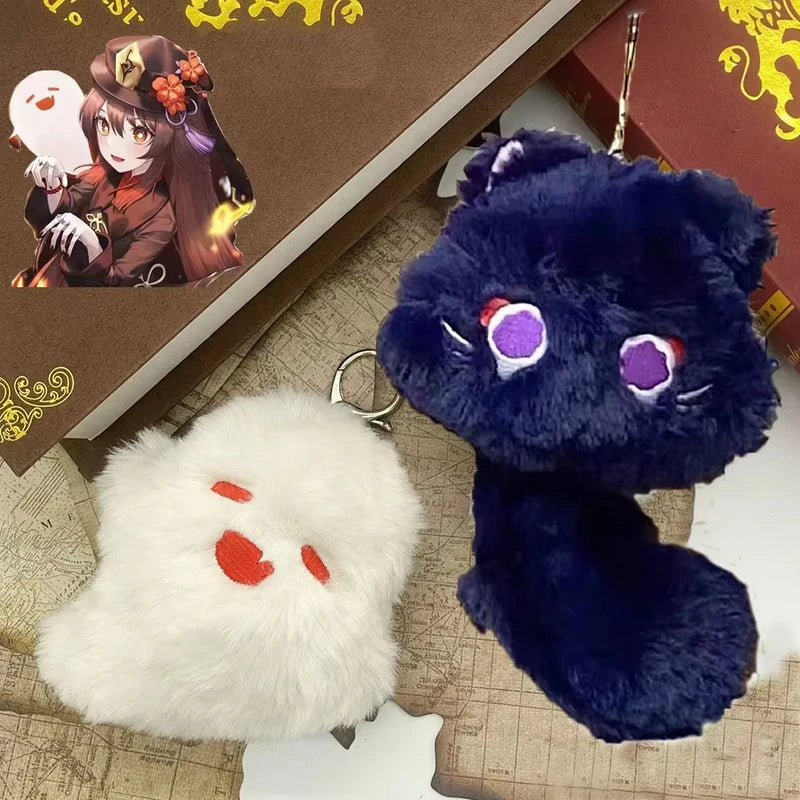 Genshin Impact Wanderer Hutao Cosplay Keychain Ghost Pendant Plush Doll Accessory