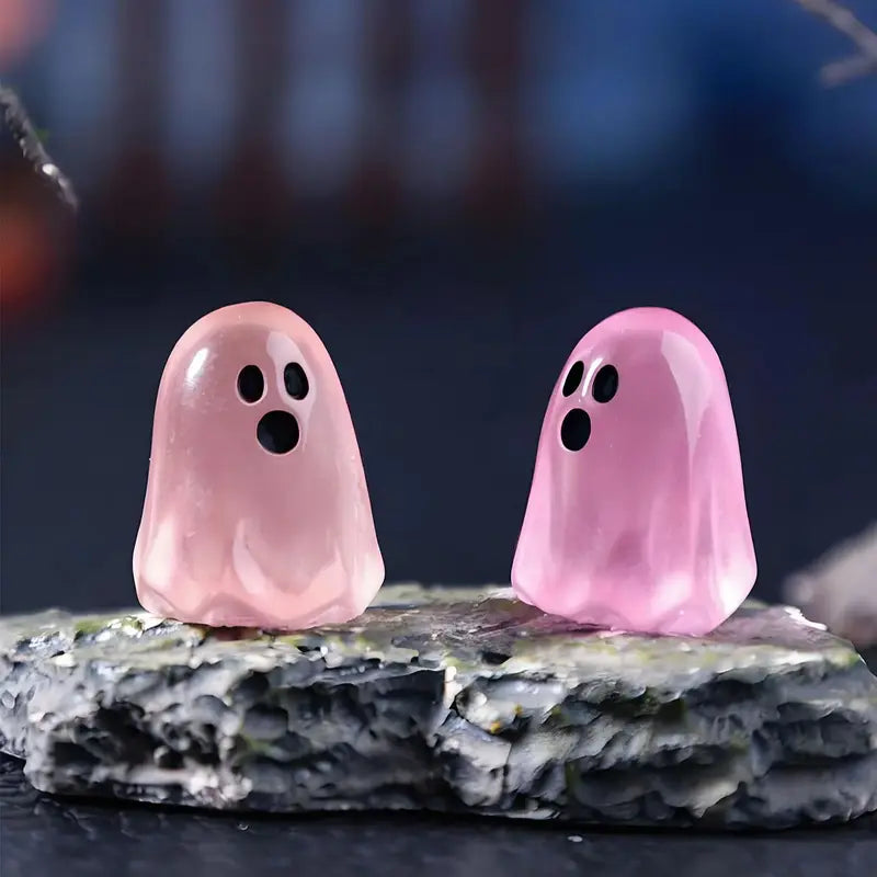 Multicolor Luminous Ghost Miniature Resin Figurines - Halloween Decor Set of 10/20