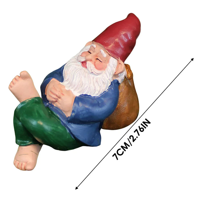Garden Gnome Figurine Resin Miniature Outdoor Decor for Lawn & Garden