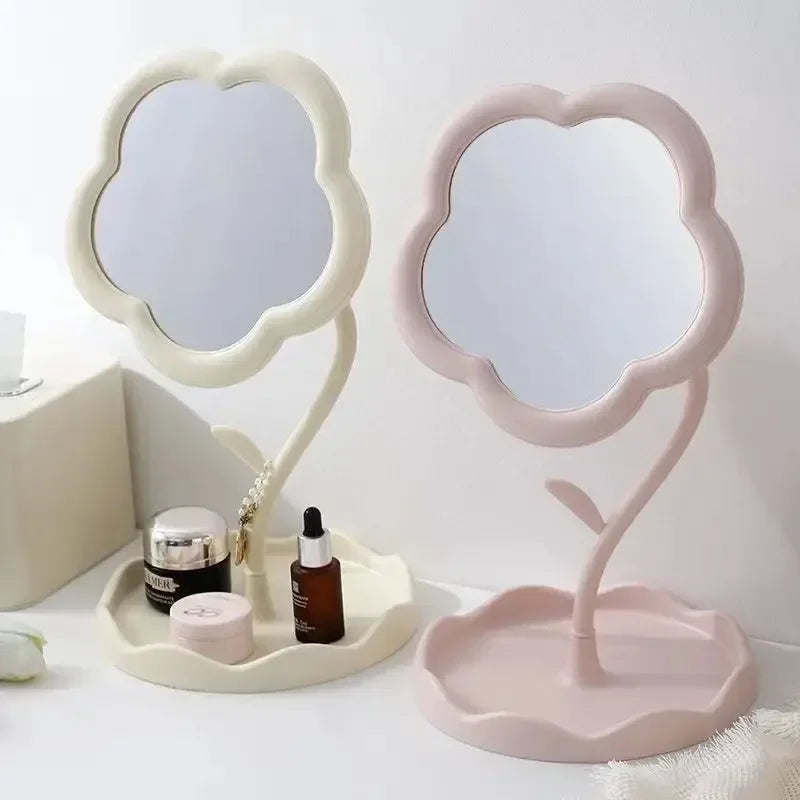 Creative Desktop Flower Mirror for Dorm Room Vanity Home Decor