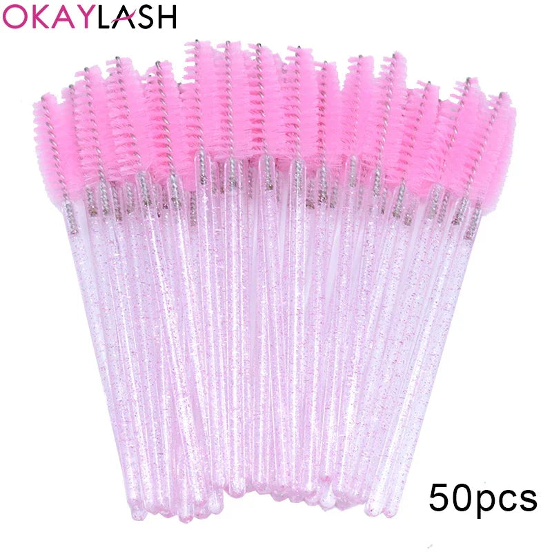 Disposable Eyelash Brushes Spoolies Micro Lash Mascara Wands 100pcs - Various Colors