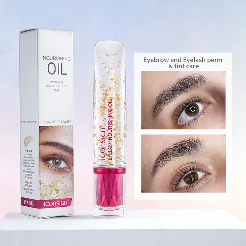 Eyelash and Eyebrow Nourishing Gold Essential Oil Serum - Thickening & Repair, 10ml