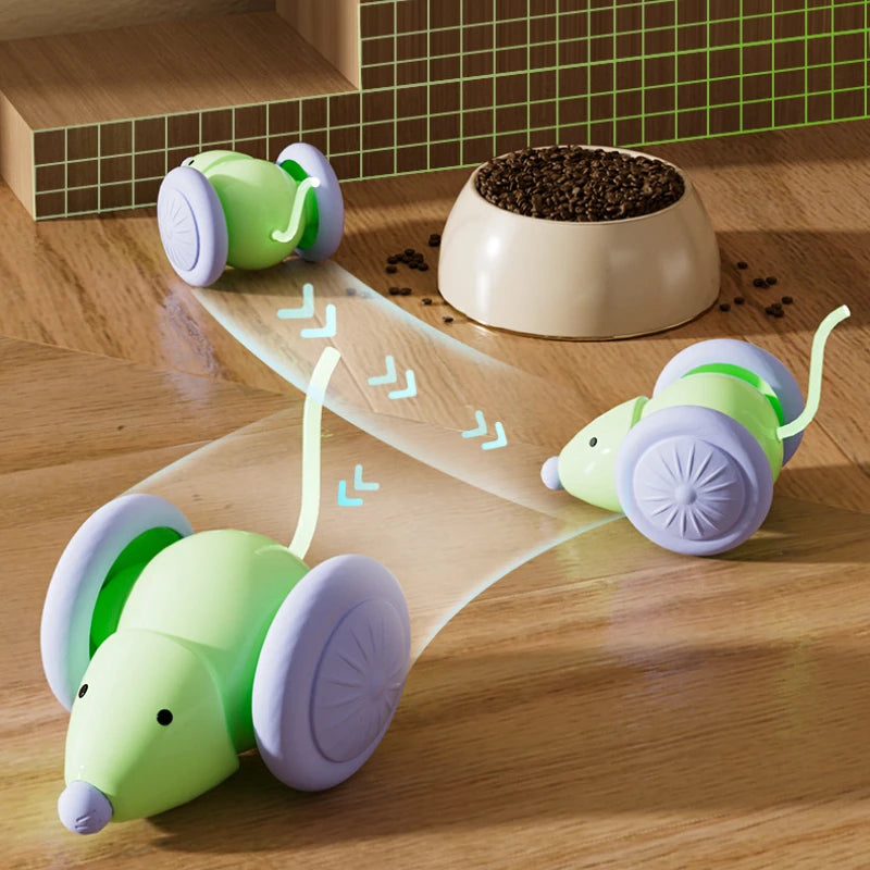 Interactive Electric Cat Toy Mouse Car with Rechargeable Battery - Intelligent Obstacle Avoidance