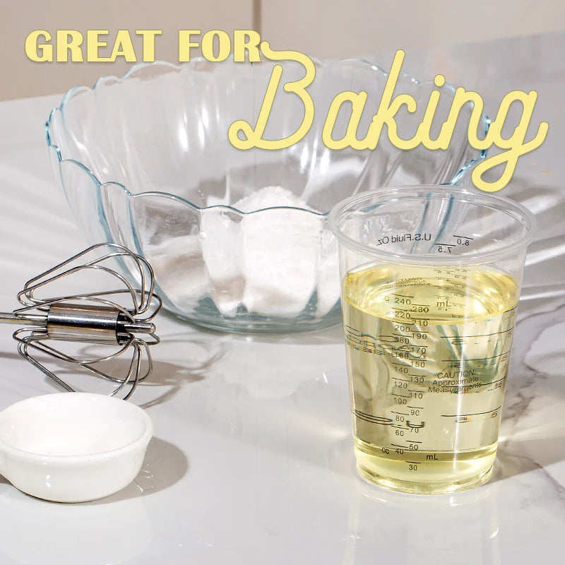 Disposable Measuring Cups with Stirring Sticks for Baking, Painting, Mixing - 8oz, Multi-Color
