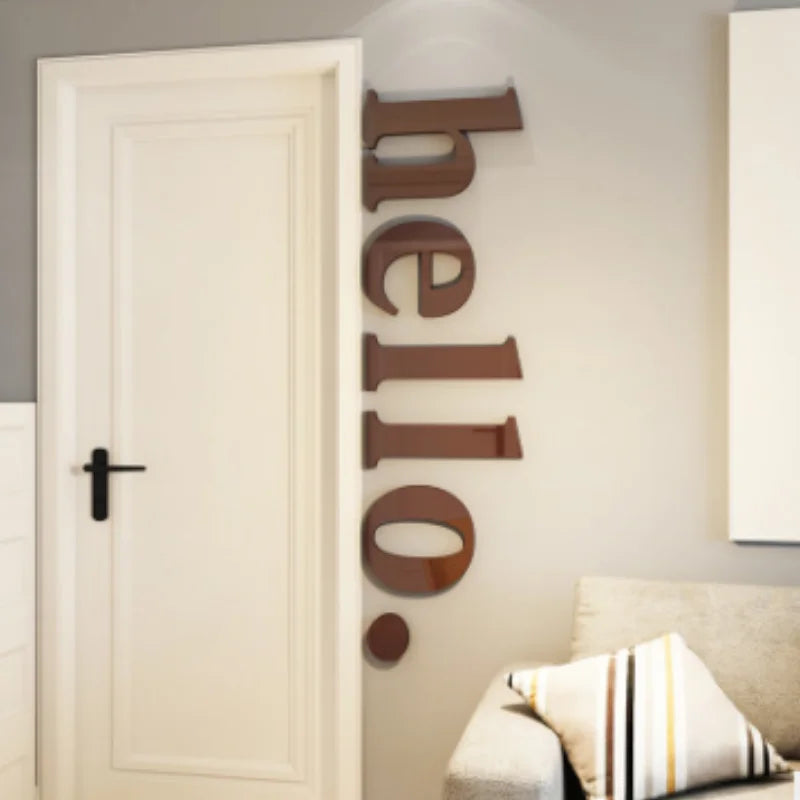 Acrylic 3D Wall Stickers for Living Room Bedroom Door Decor Self-Adhesive Decals