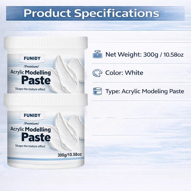 300g 3D Modeling Paste for Artists - White Acrylic Medium, Fast Drying, Non-Cracking
