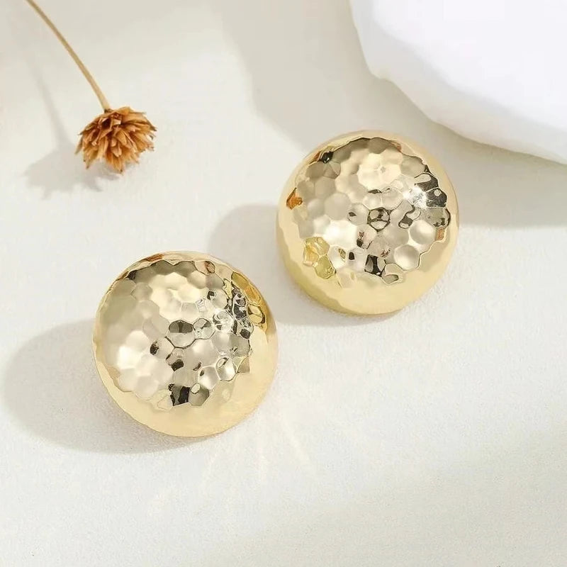 Gold Half Ball C-Shape Earrings for Women Geometric Statement Jewelry