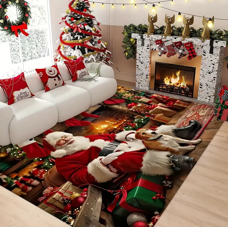 Christmas Snowflake Area Rug - Holiday Home Decor for Living Room & Bedroom