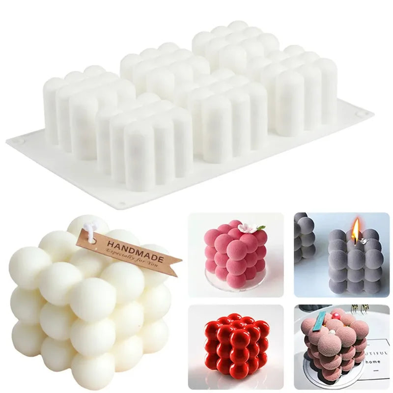 Candle Making Silicone Mold Cube Sphere Resin Gypsum Craft Kit - Reusable