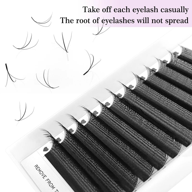 3D W-Shaped False Eyelash Extensions Premade Fans C/D Curl Natural Look