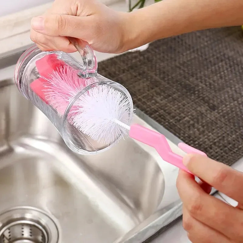 Multi-Purpose Baby Bottle Brush with Long Handle and Sponge for Bottle and Cup Cleaning