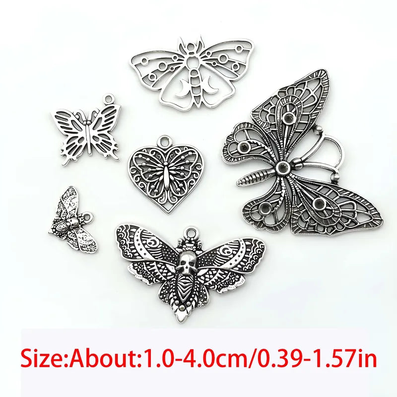 10/12pcs Hollow Moth Butterfly Charms for Jewelry Making DIY Accessories