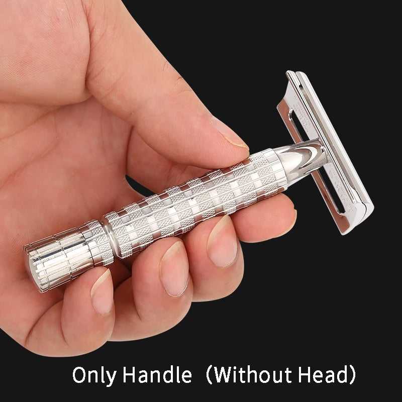 Men's Stainless Steel Double Edge Safety Razor Handle - Manual Shaver Accessory