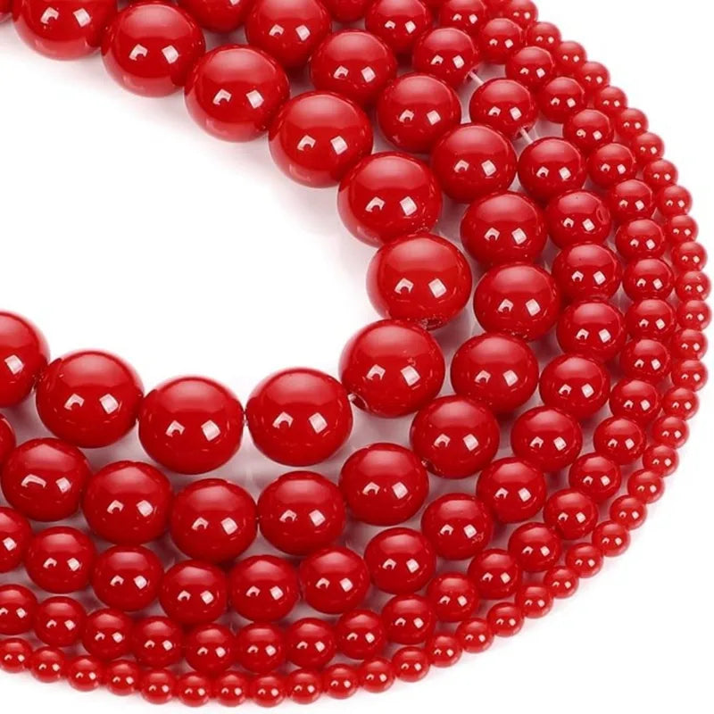 6/8/10mm Red Coral Crystal Beads for Jewelry Making DIY Bracelets & Necklaces