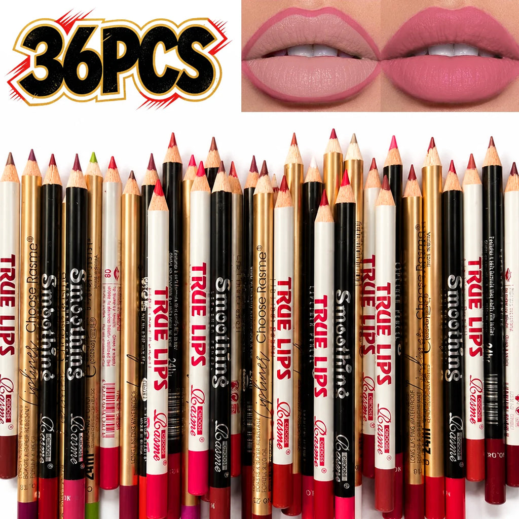 36-Color Matte Lip Liner Set Waterproof Velvet Lip Pencils for Women