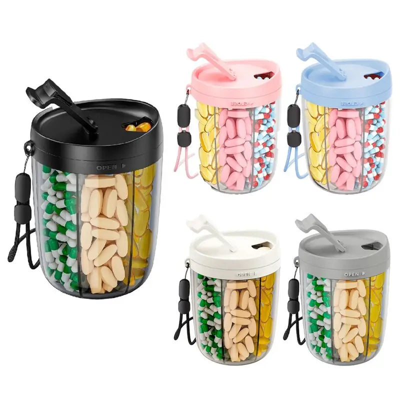6 Compartments Plastic Pill Dispenser with Wide Opening BPA-Free Storage Box