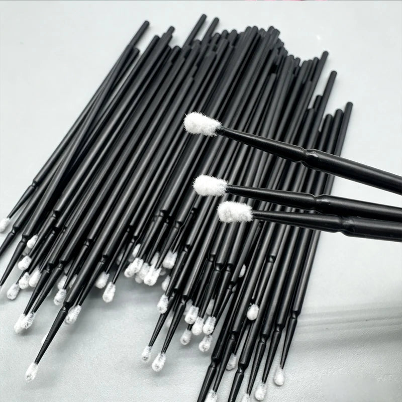 100Pcs Eyelash Cleaning Brushes Micro Cotton Swabs for Lash Extension Care