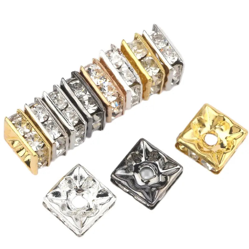 Jewelry Spacer Beads Set - 50pcs Crystal Rhinestone Rondelles for Necklace & Bracelet Making