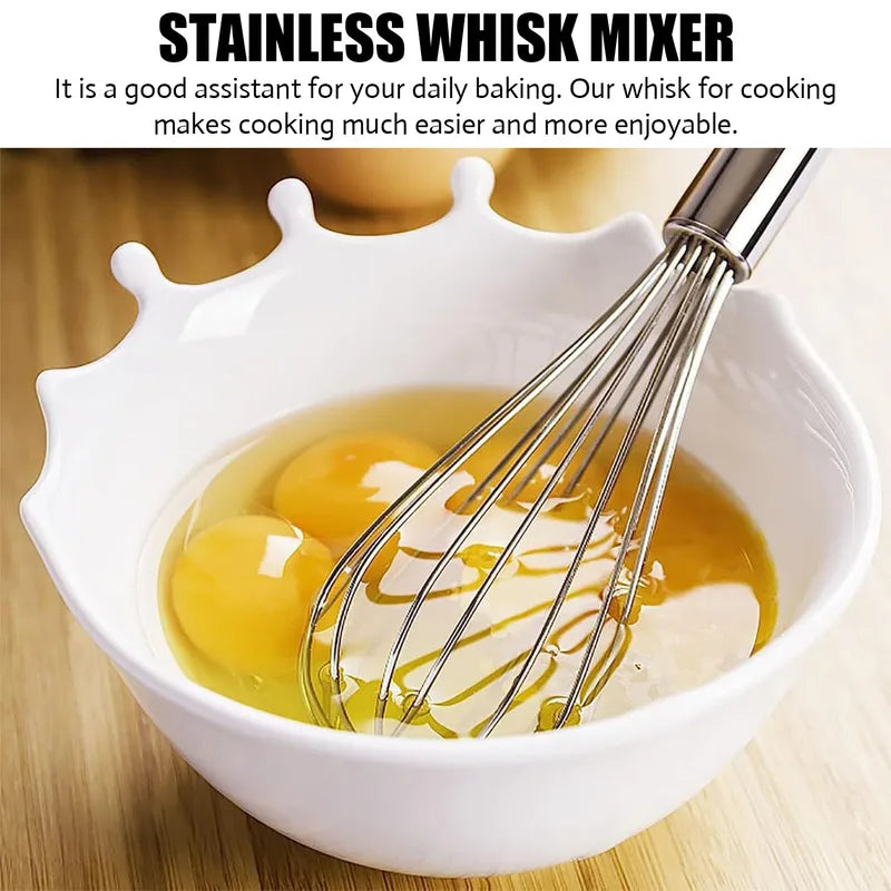 Stainless Steel Whisk Set for Cooking & Baking - Non-Stick Safe Kitchen Utensils