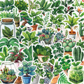 50PCS Cute Green Plant Sticker Set for Kids DIY Decoration, Notebook, Fridge, Phone, Suitcase