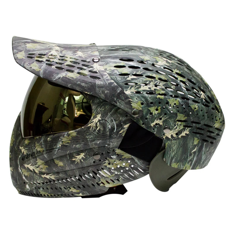 Paintball Mask Full Coverage Helmet with Camo Leaves Design – Safety Face Protector