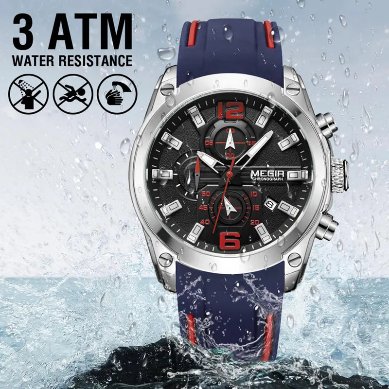 Men's Luxury Quartz Sport Watch with Waterproof Chronograph and Luminous Dial