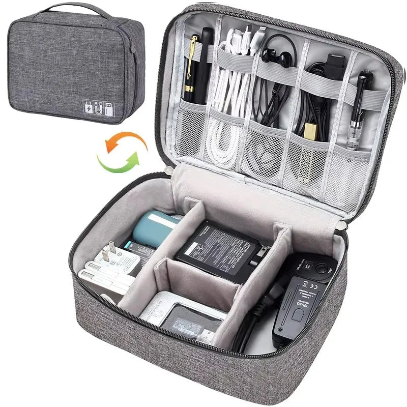 Travel Cable Storage Bag Waterproof Electronic Organizer with Multiple Compartments