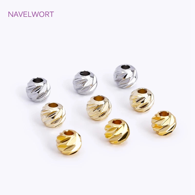 Bead Spacers Brass Round Stripe Jewelry Findings for DIY Jewelry Making