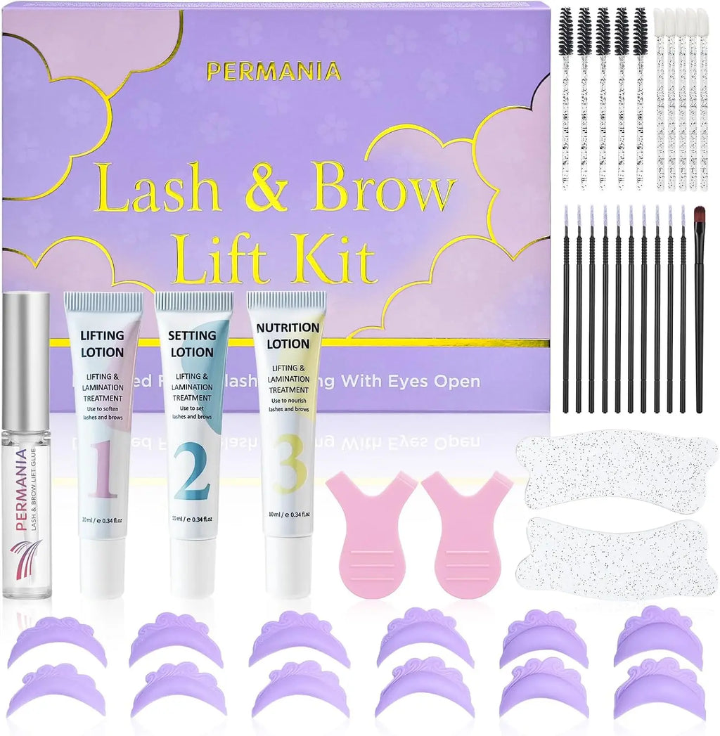 Eyelash Lift Kit 2-in-1 Eyebrow Lamination Set with Silicone Shields - Soft Formula