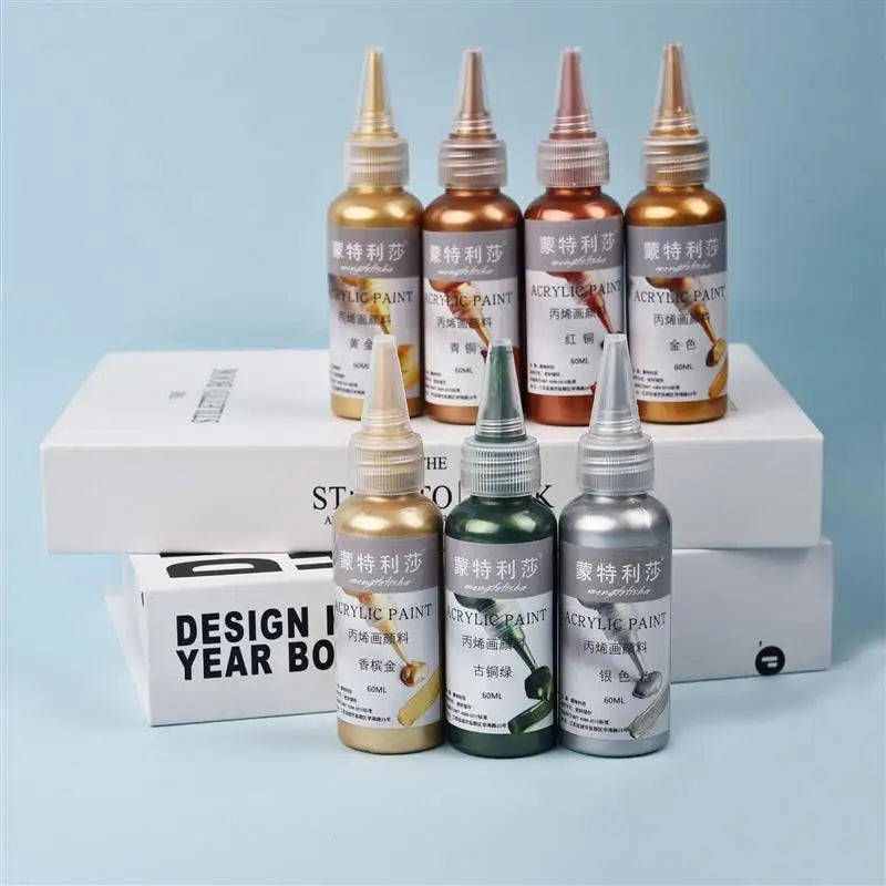 60ml Waterproof Metallic Acrylic Paint Pigment for DIY Crafts & Home Art