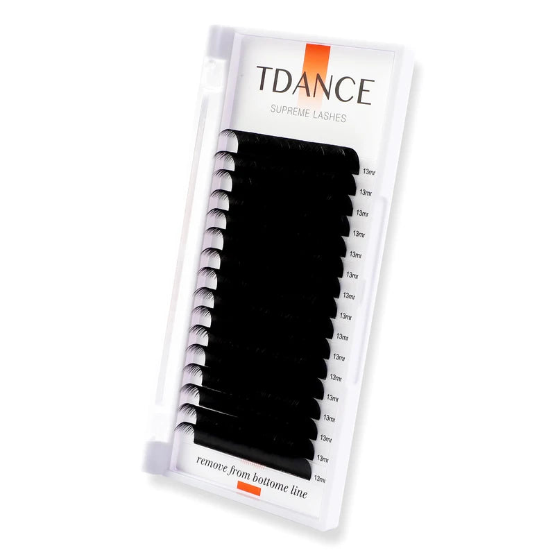 16-Row Classic Faux Eyelash Extensions - Natural, Dark Black, Soft for Professional Use