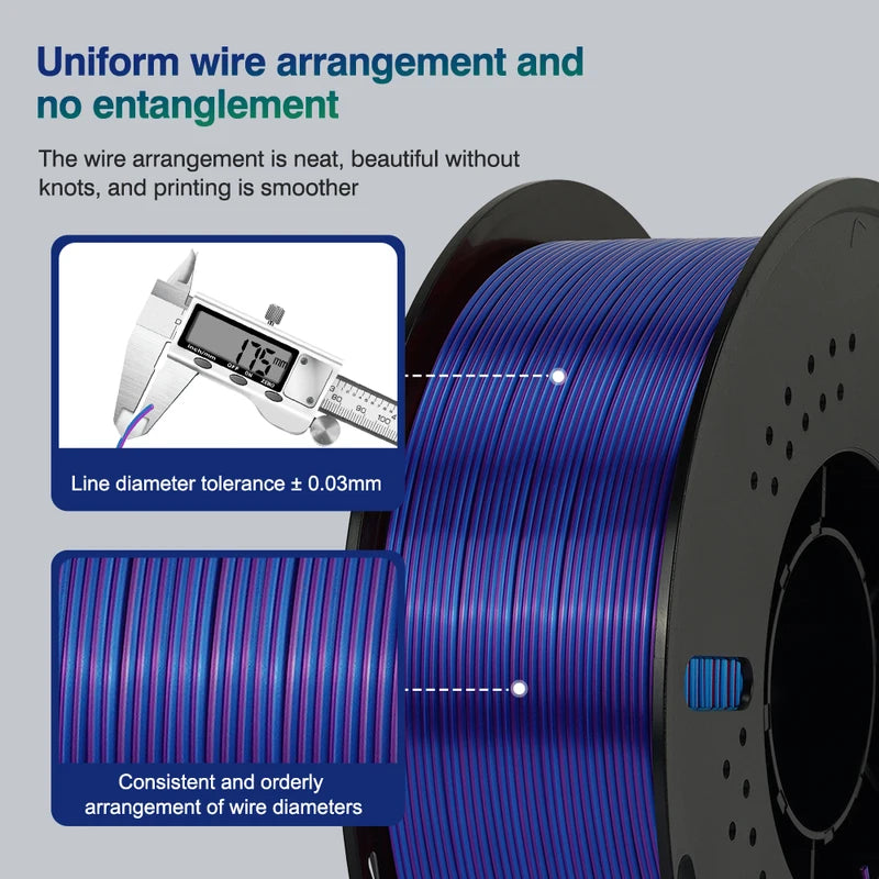Dual-Color Silk PLA 3D Printer Filament 1.75mm for FDM 3D Printing - 11/22 lbs