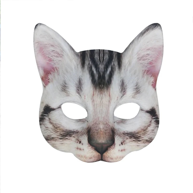 Cat Mask Halloween Headband with Veil Costume Masquerade Cosplay Face Accessory