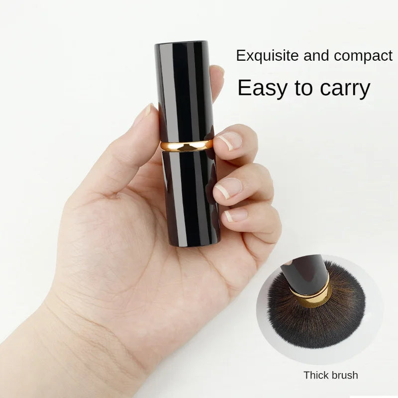 Retractable Makeup Brush with Soft Synthetic Bristles - Travel Friendly, Full Coverage Blending & Powder Application