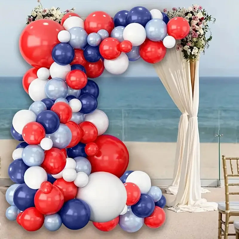 Red White Blue Latex Balloon Garland Kit for Party Decorations - 106 Pieces