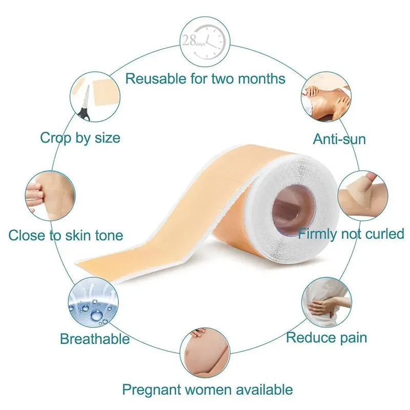 Silicone Scar Patch Roll for Skin Repair and Stretch Mark Removal - Self-Adhesive Therapy Tape