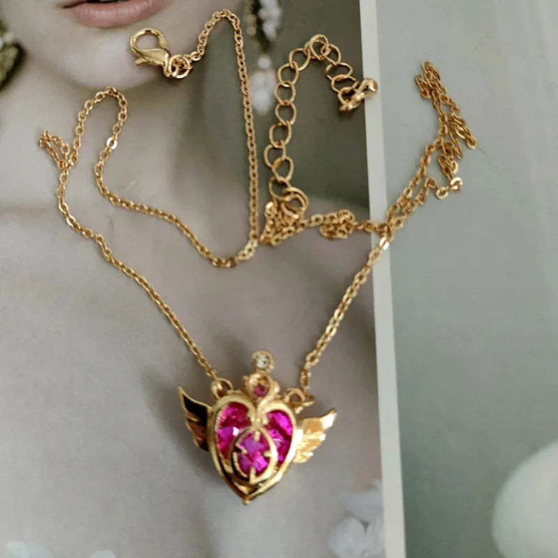 Anime Moon Necklace Set for Women and Girls - Cute Cartoon Enamel Jewelry Gift Collection