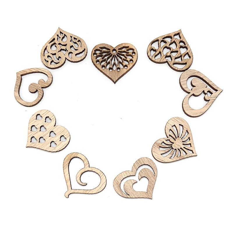 50pcs Heart Wooden Hanging Decorations Love Wedding Party Home Decor