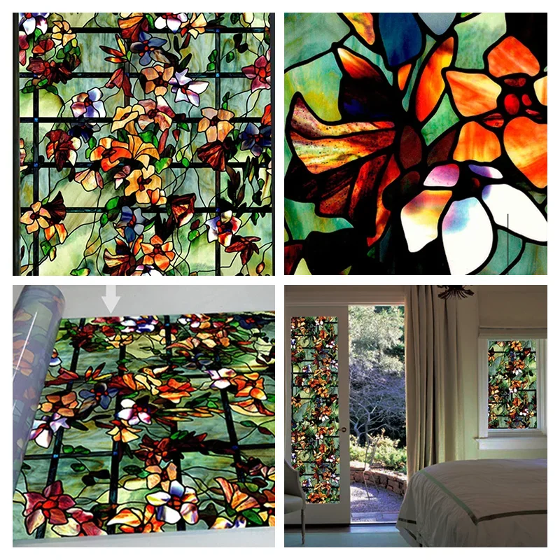 Decorative Window Privacy Film - Stained Glass Vinyl Stickers for Glass & Windows