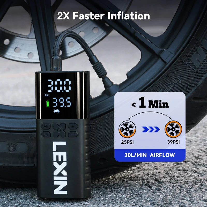 Wireless Cordless Bicycle Pump with Digital Pressure LCD LED Light 4000mAh