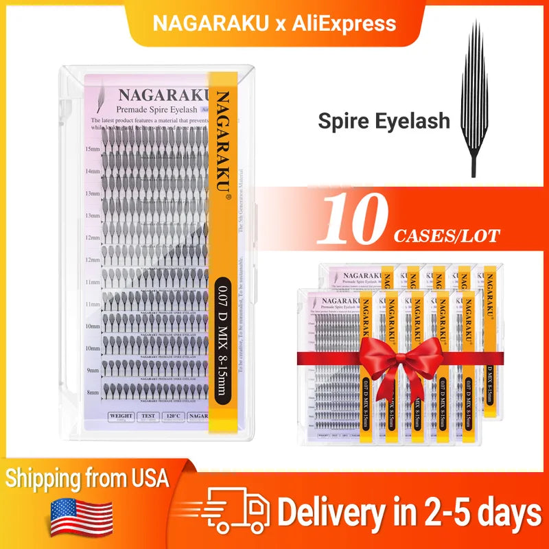 Premade Spire Eyelash Extensions 10 Cases Fluttering Anime Effect False Lashes