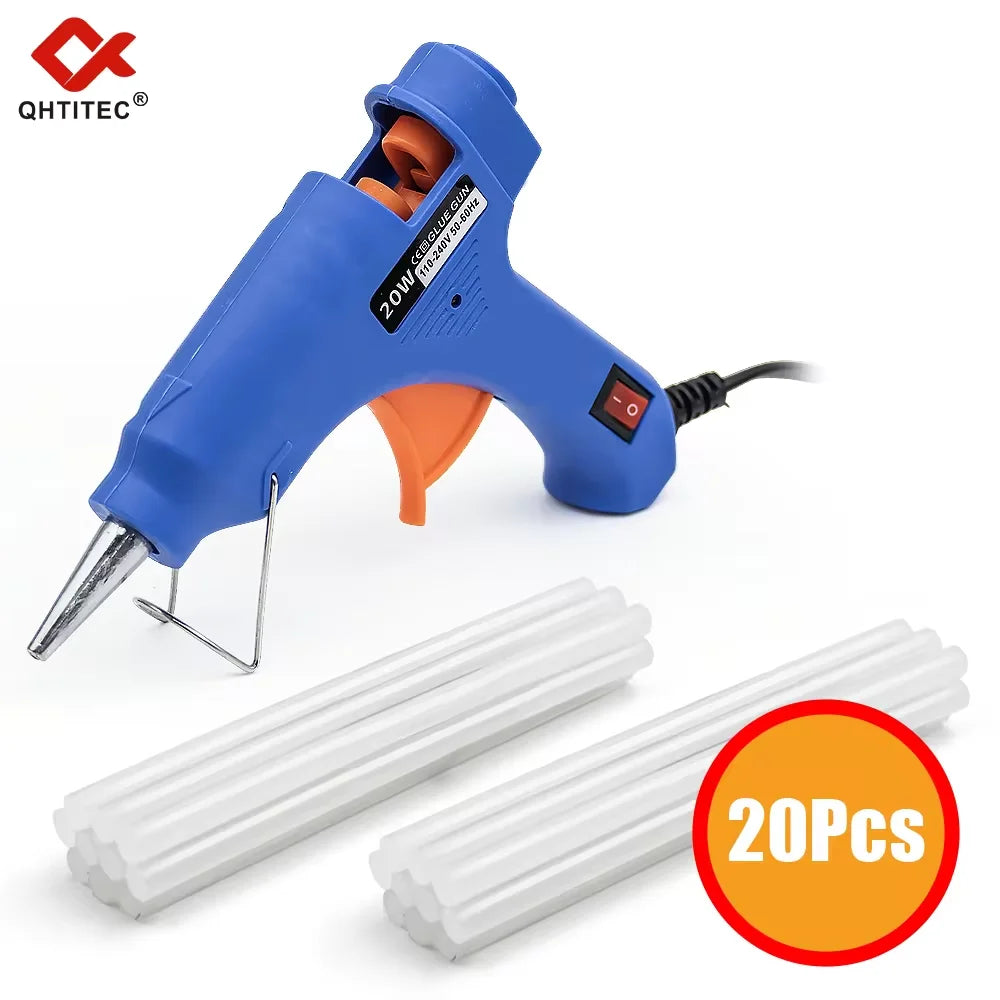 20W Hot Melt Glue Gun Kit with 20pcs 7mm Glue Sticks - DIY Household & Repair Tool