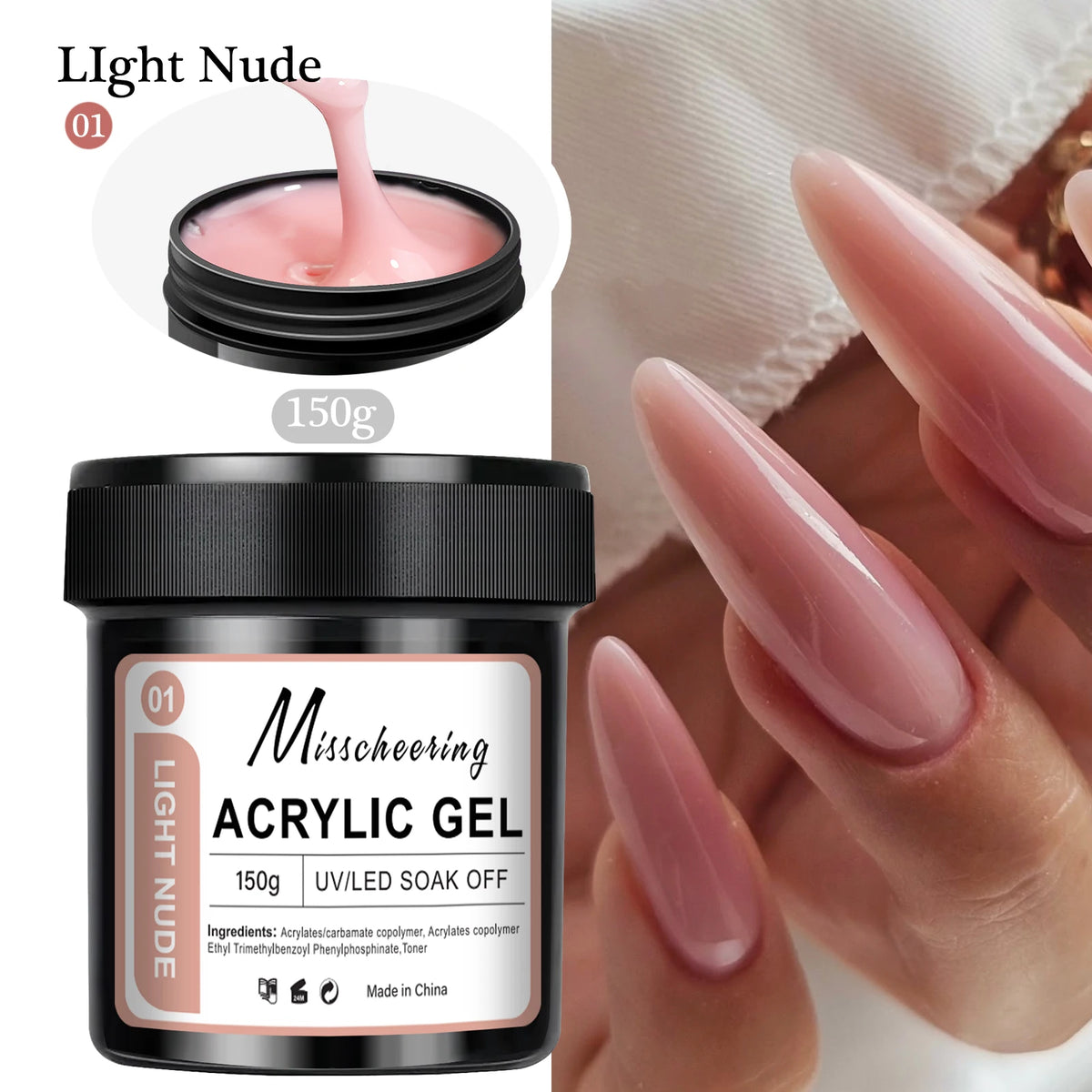 100g White Non-Stick Nail Gel for 3D Sculpting & Art - UV/LED Soak Off