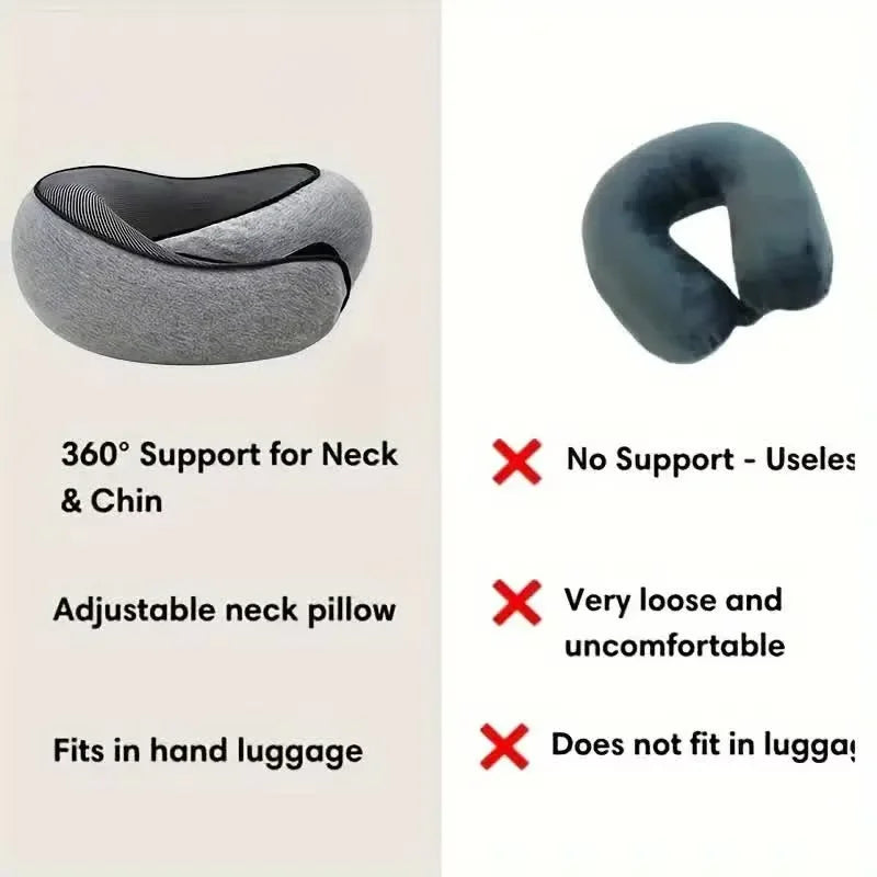 Memory Foam Travel Neck Pillow U-Shaped Support for Sleep & Comfort