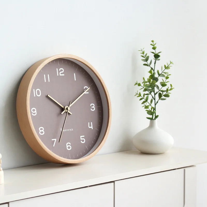 12-Inch Modern Japanese Style Wooden Wall Clock - Silent Quartz Home Decor