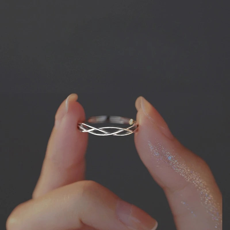 Sterling Silver Hollowed Adjustable Ring for Women Girls Jewelry Gift