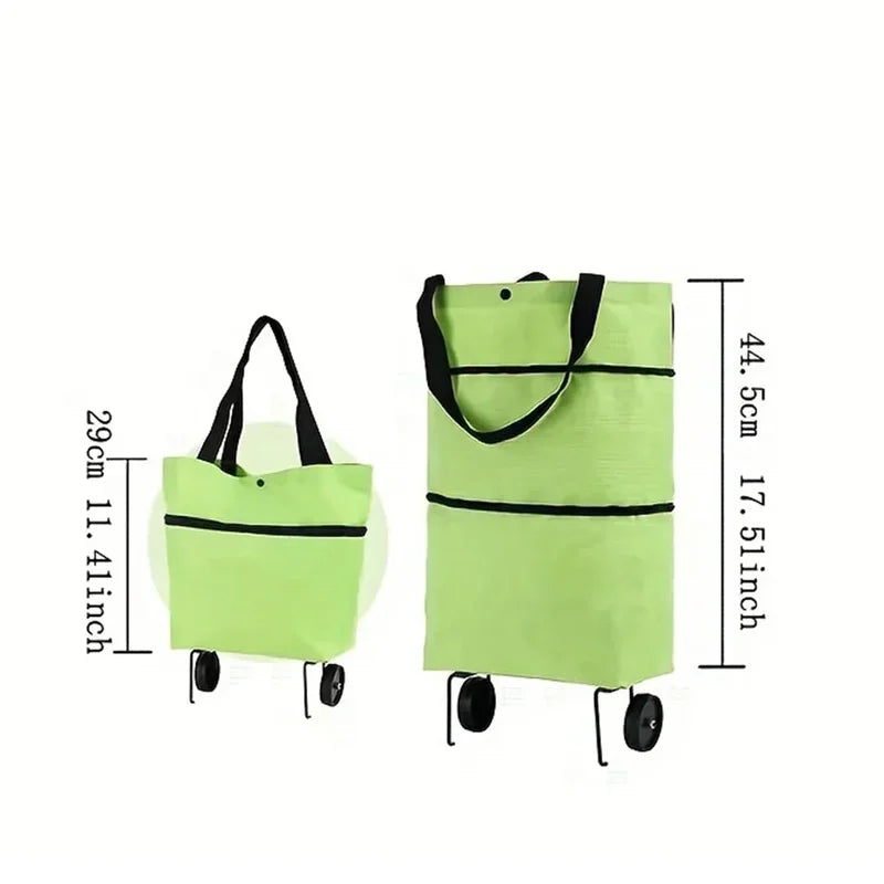 Foldable Shopping Cart with Wheels and Trolley Basket — Compact Grocery Trolley for Home & Supermarket