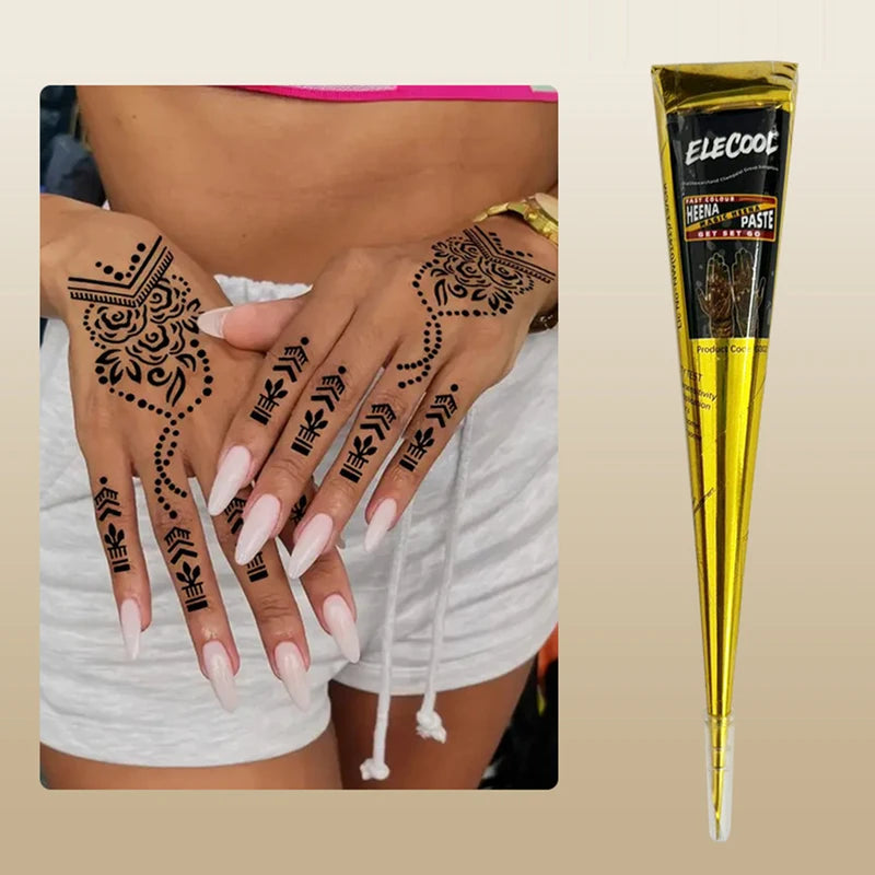 Temporary Body Tattoo Paste Black Henna for DIY Tattoo Stickers Waterproof & Sweatproof