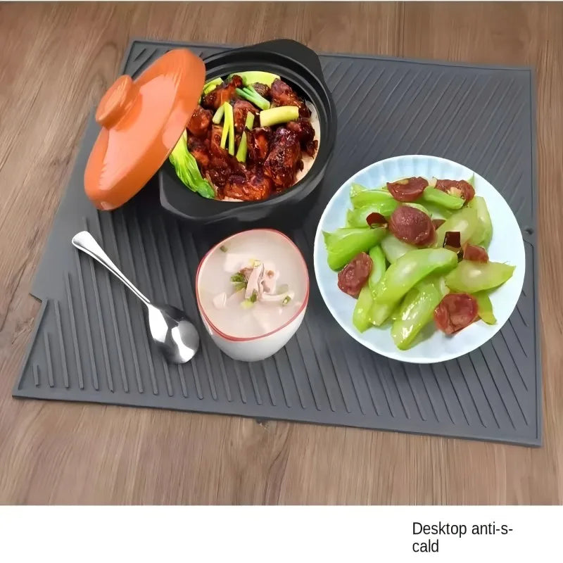 Silicone Dish Drying Mat Non-Slip Heat-Resistant Kitchen Drain Pad - Multiple Sizes