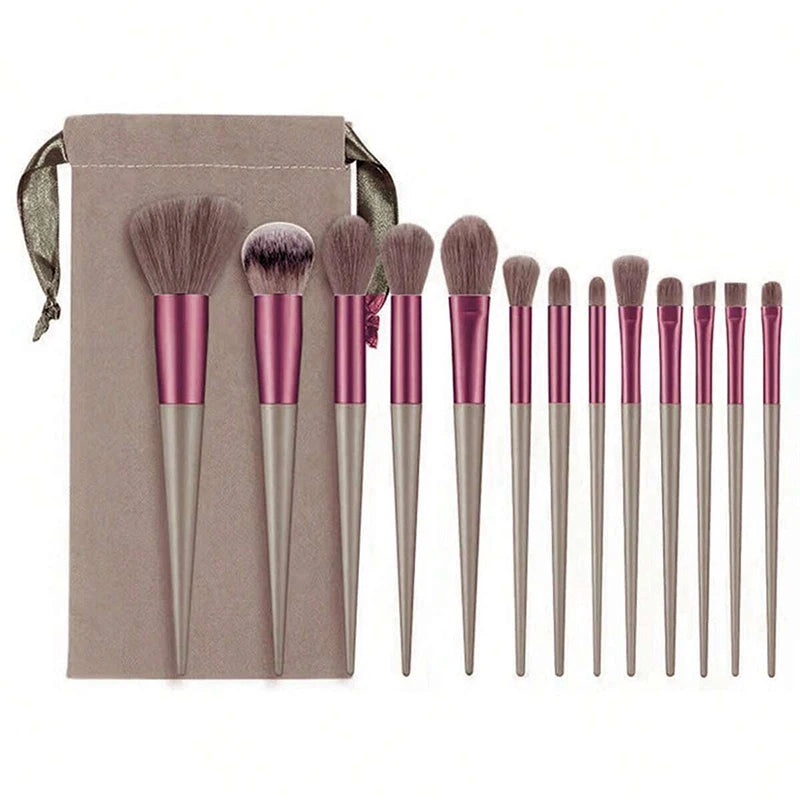 13 Pack Makeup Brush Set with Eye Shadow, Foundation, Blush & Cosmetic Tools in Bag